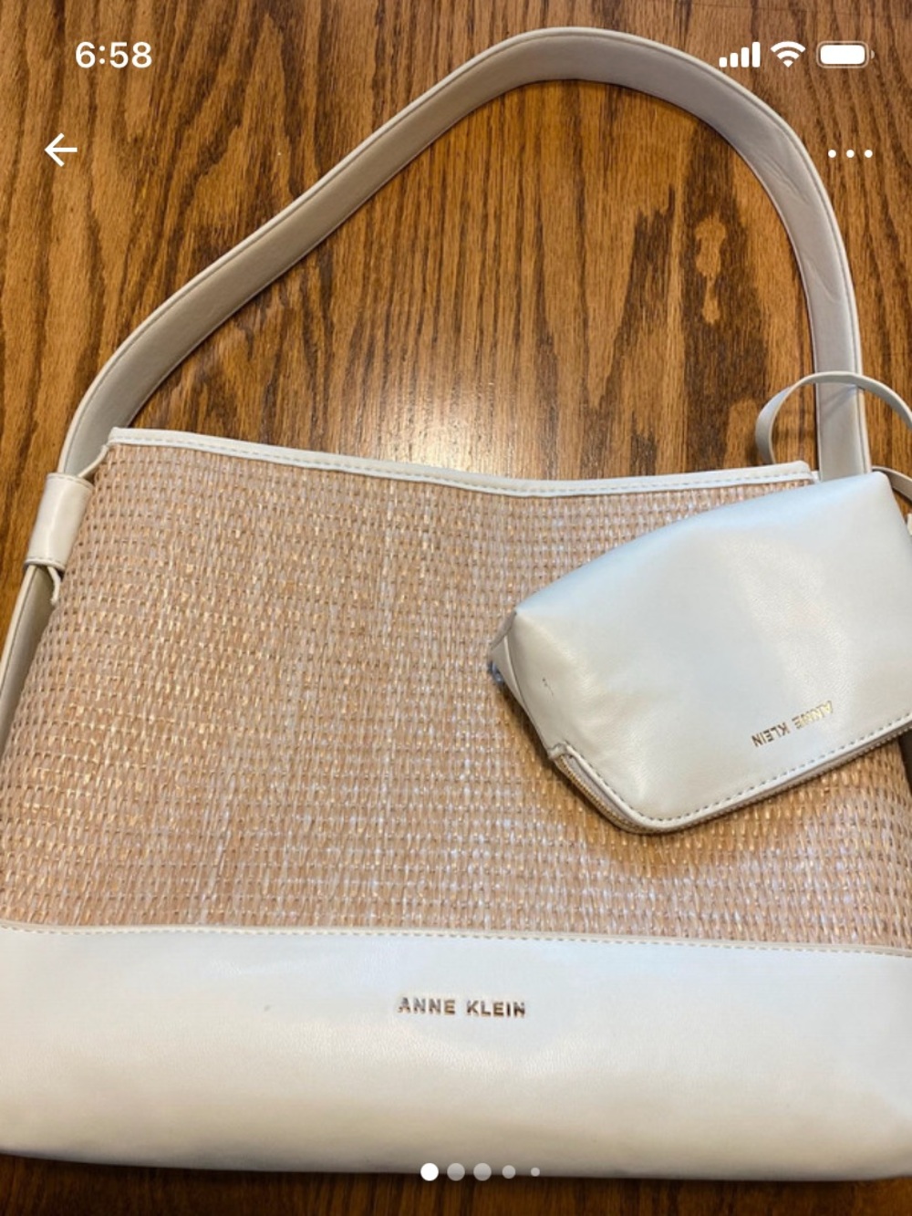 Anne Klein NWOT Josie-S Tote Shoulder bag with detachable pouch, cream